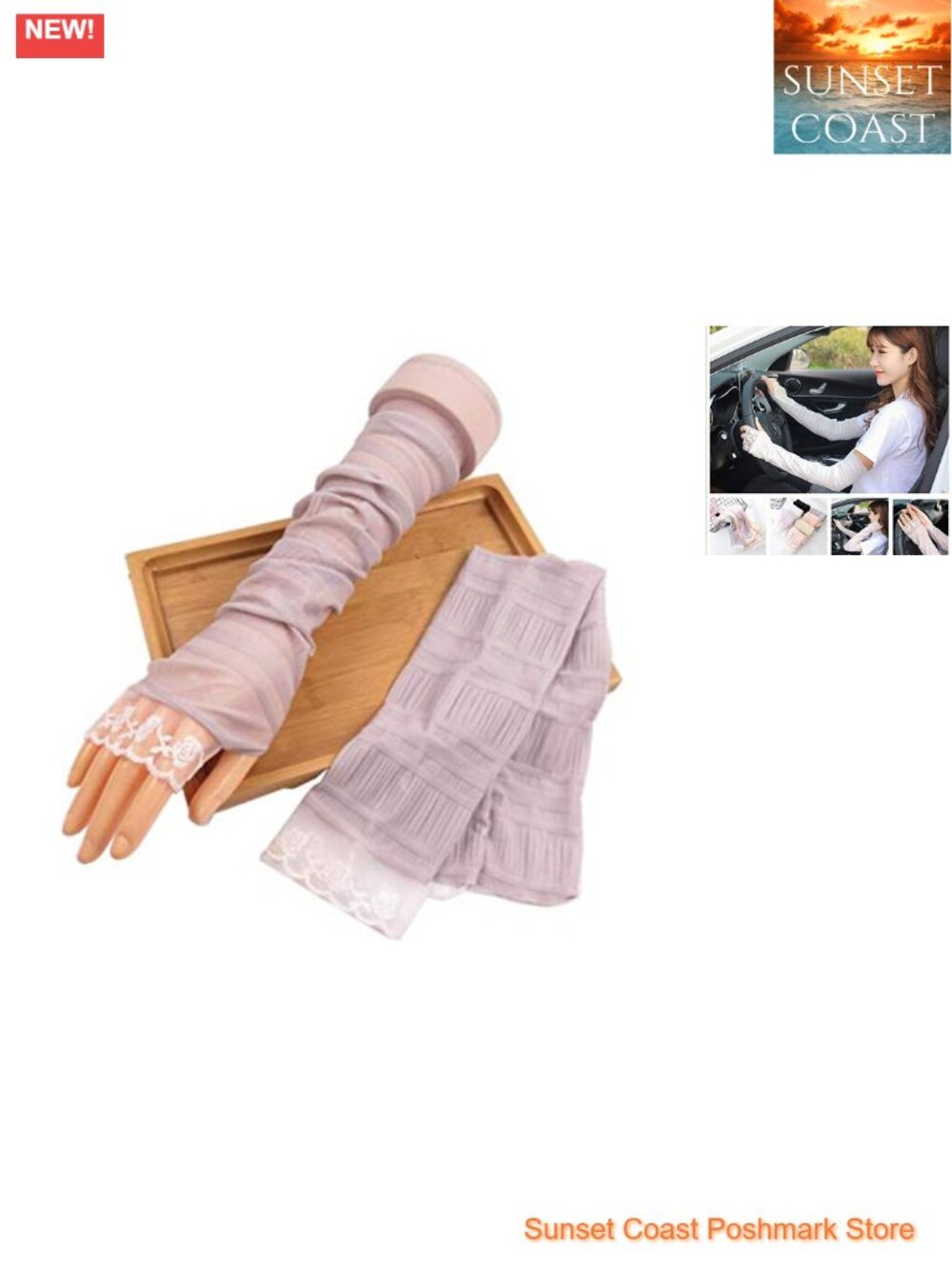 2 Pairs Lace UV Protection Arm Sleeves Sunblock Long Sleeve Fingerless Gloves